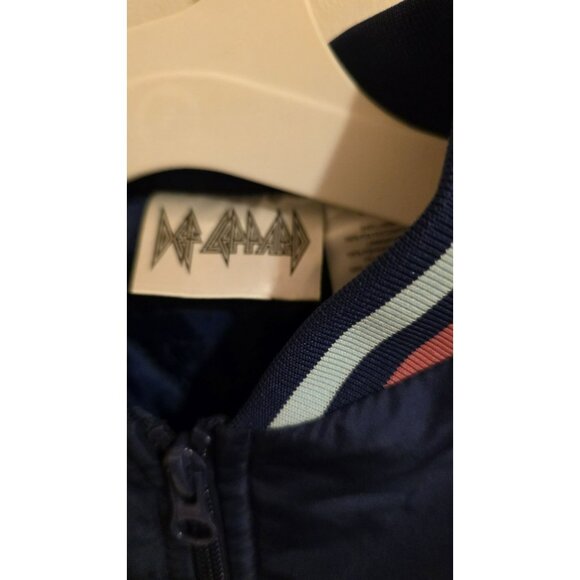 Def Leppard Jacket Girls Size 6 6x Navy Full Zip Bomber Jacket Size NWT Rock 80s - Picture 3 of 12